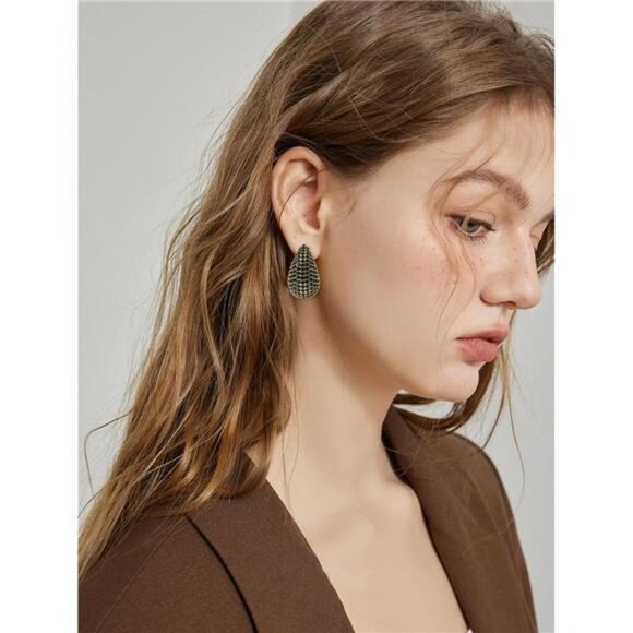 Black Zirconia Teardrop Earrings – Elegant Sterling Silver Plated - Picture 4 of 5